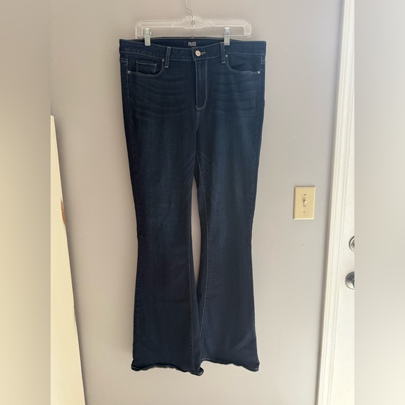 Paige High Rise Bell Canyon Wide Leg Jeans Women’s SZ 32 Dark Wash Boot Cut - Picture 1 of 11